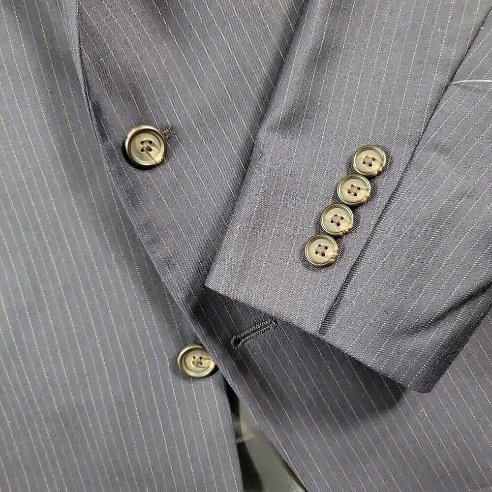 LRL Ralph Lauren Blazer Mens 46R 46 Navy‎ Blue Stripe Suit Jacket